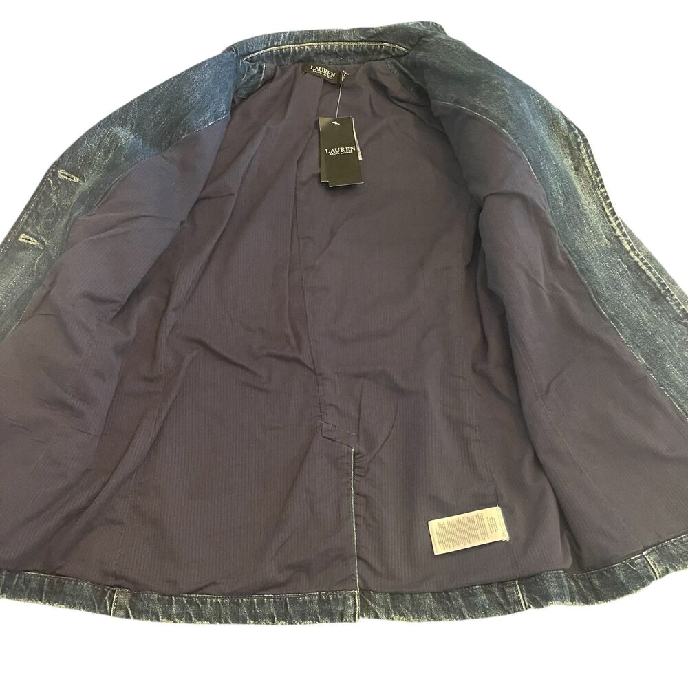 Lauren Ralph Lauren Womens Blazer Jean Jacket Sz 2 Embellished Lace Insulated - Picture 5 of 16